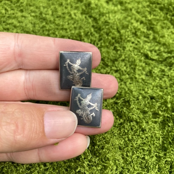 Vintage 1950s Siam Cuff Links | Solid Sterling Silver - Picture 8 of 8